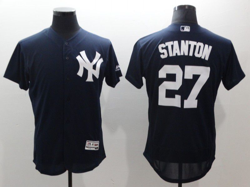 Men New York Yankees 27 Stanton Blue Elite MLB Jerseys